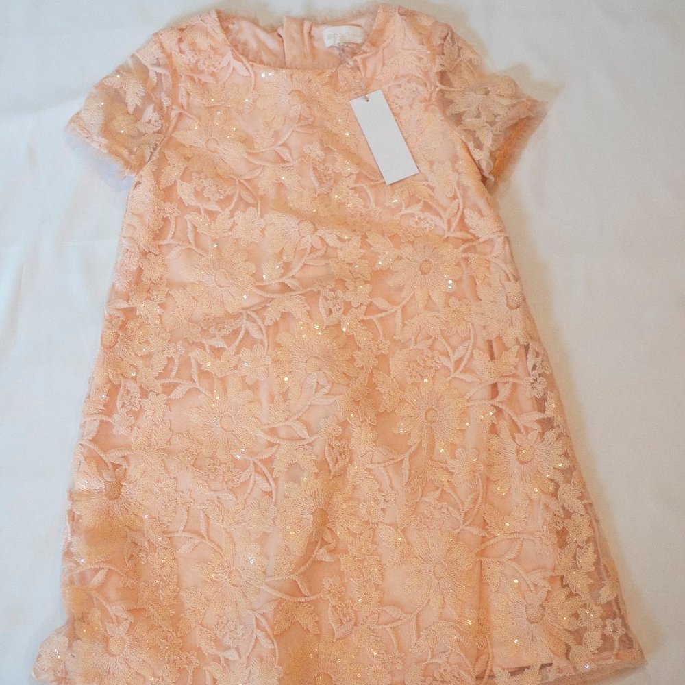 BCBG Girl's Dress Sequins and Lace Rose Petal